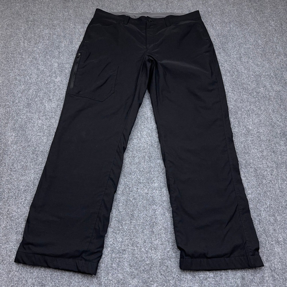 Eddie Bauer Fleece Lined Tech Pant Mens 36x30 Black Water Resistant Stretch Hike